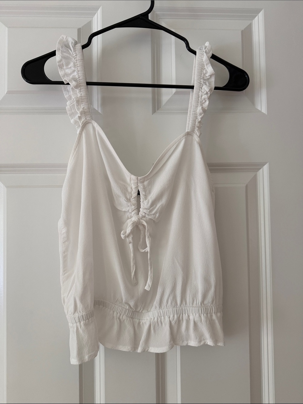 Express White Ruffled Tie-Front Camisole